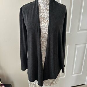 Chris & Carol Gray Open Front Knit Cardigan Small